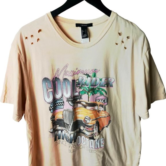 Forever 21 Tops - Oversized Forever 21 Maximum Cool Rider T Shirt Car Racing Graphic Tee L